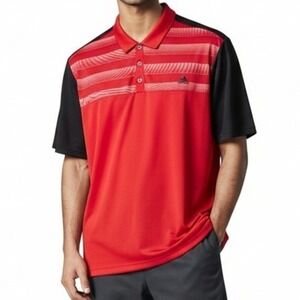 Adidas Mens 2XL Golf Polo Red Black Performance‎ Short Sleeve Shirt